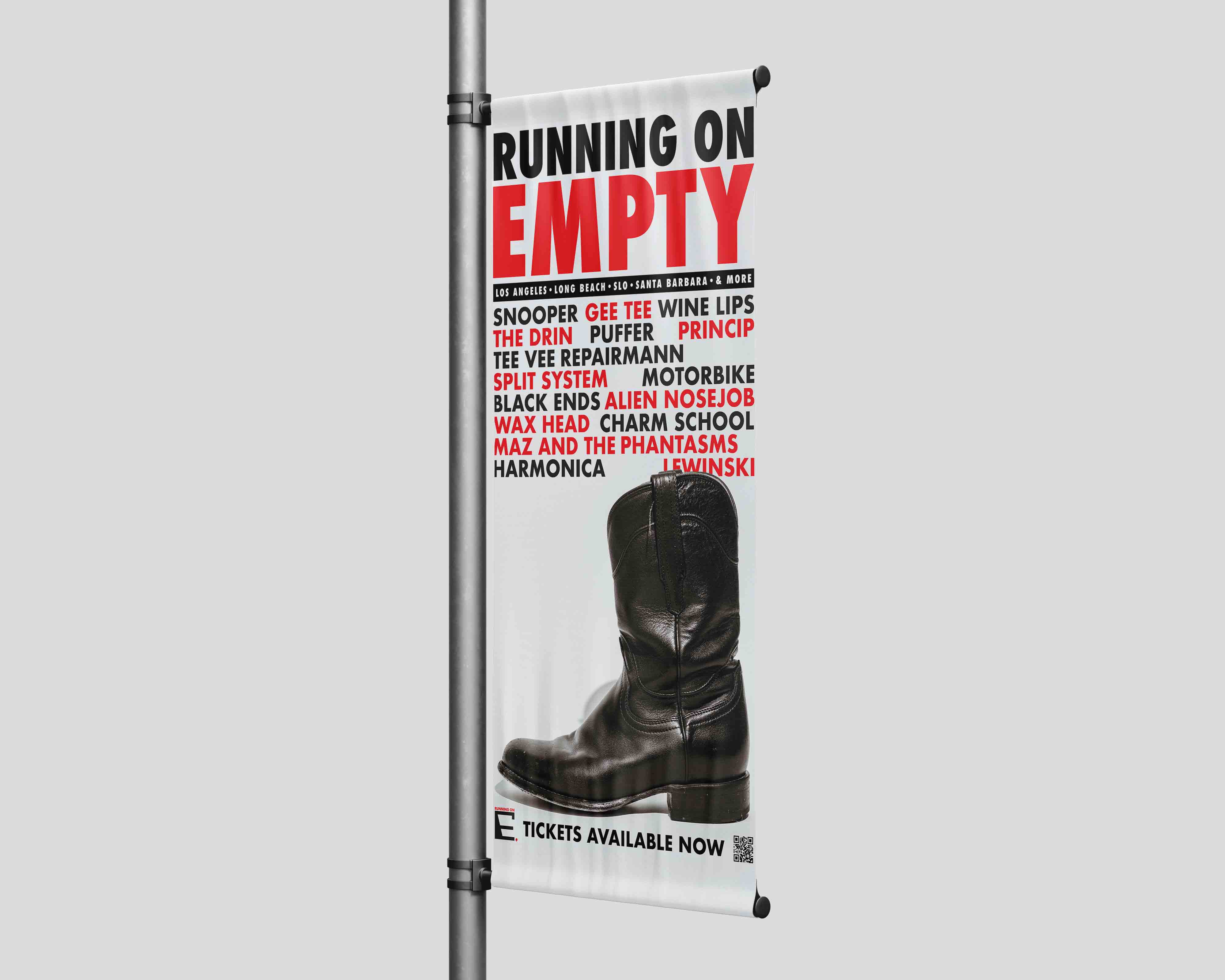Running on Empty — pole banner mockup 1