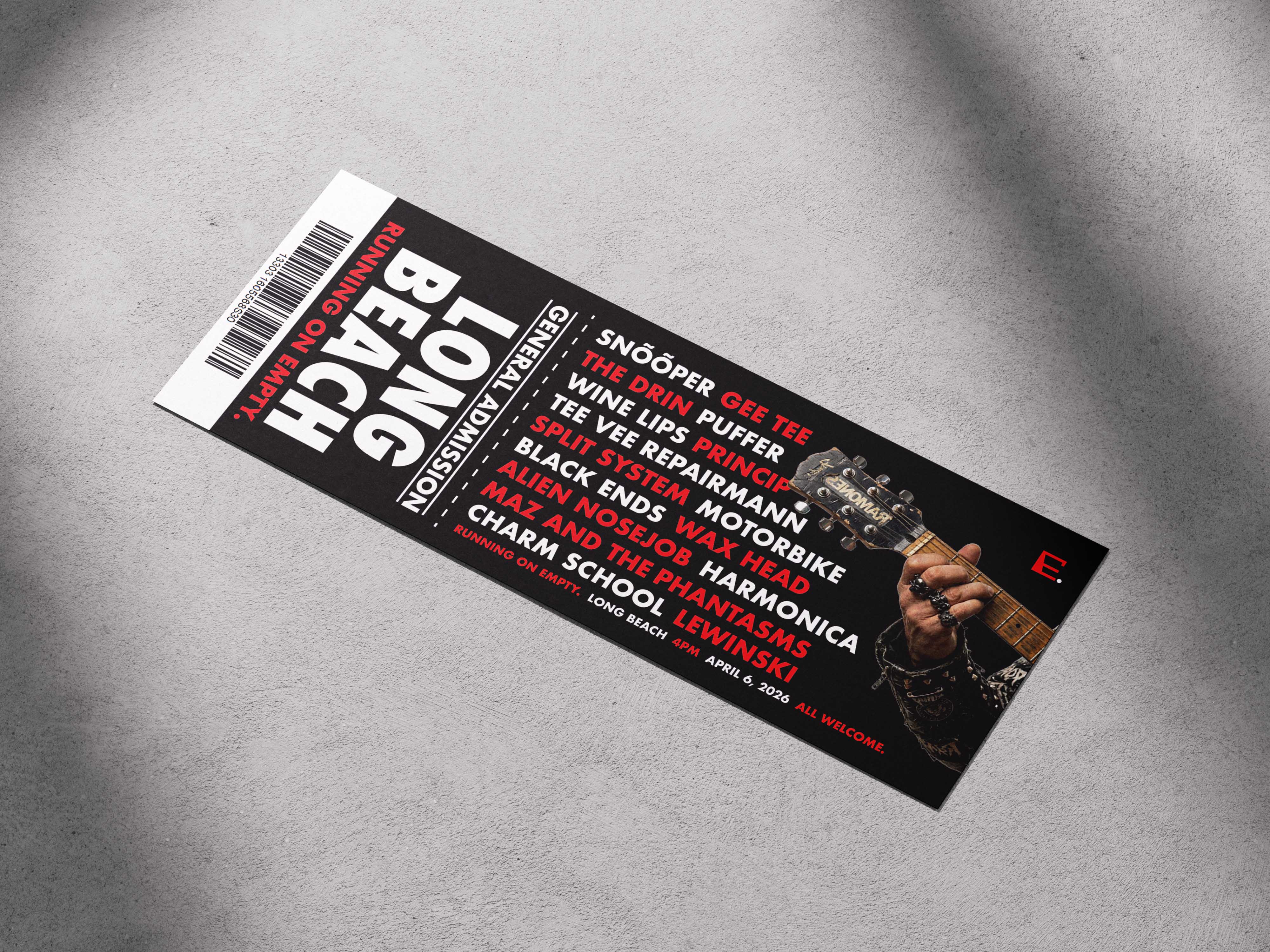 Running on Empty — ticket mockup 1