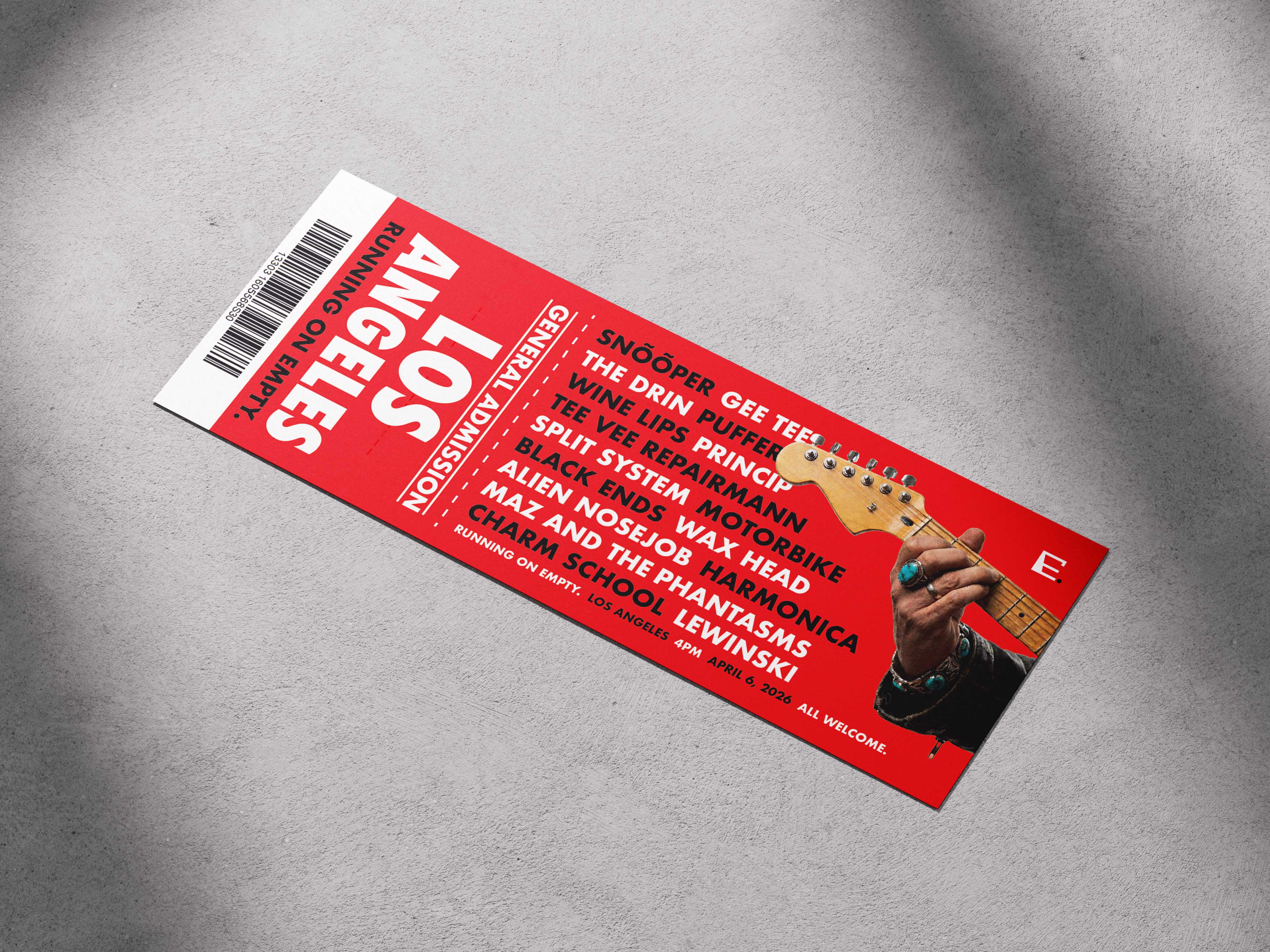 Running on Empty — ticket mockup 3